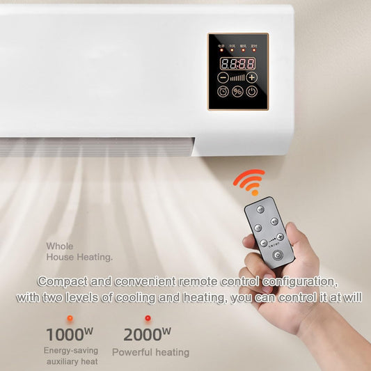Wall Air Conditioner, Wall Mounted Air Curtain Fan Super Power Indoor Over Door Fan Quiet Mini Air Cooling Heating Fan, Remote Control Included, Easy Install, for Bedroom Office
